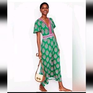Boden Women's Green Ellie Maxi Floral Garden Party Colorful Tea Dress 4P